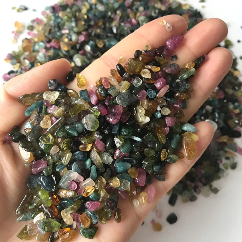 

Wholesale 100g 2 Size Natural Rainbow Tourmaline Gravel Polished Tumbled Gemstone Crystal Stones and Crystals