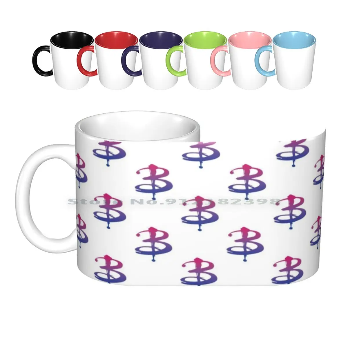 Bi Pride B Logo-Buffy Ceramic Mugs Coffee Cups Milk Tea Mug Buffy Rainbow Buffy The Vampire Logo Summers Vampire Stake Show