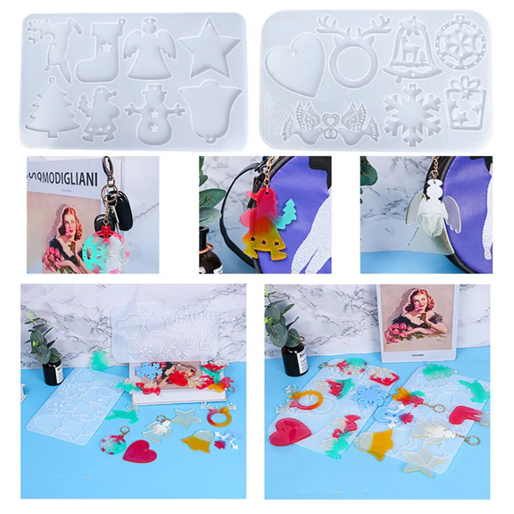 

1Pcs Christmas Theme Silicone Mold Jewelry Pendant Keychain Accessories Tools Christmas Tree Snowman Resin Mold Making Crafts