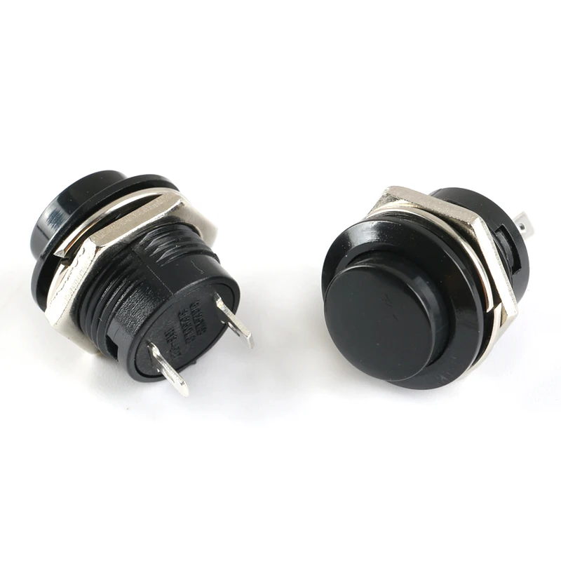 10pcs Momentary Push Button Switch 16mm Momentary 6A/125VAC 3A/250VAC Round Switches R13-507 BLACK RED GREEN WHITE BLUE YELLOW