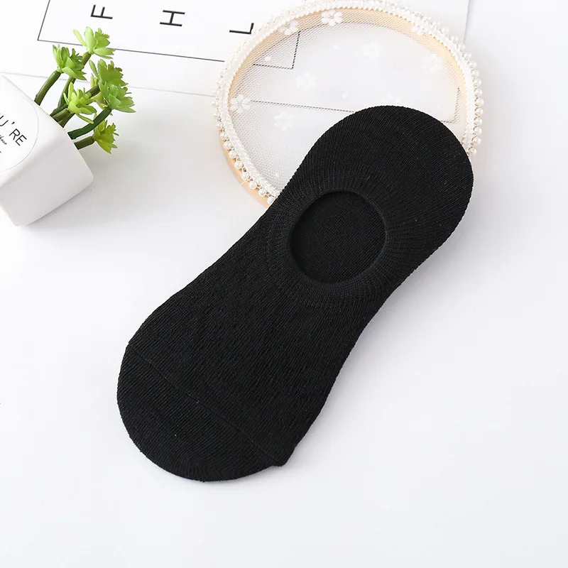 10-teiliges 5-Paar Damen-Socken-Hausschuhe-Set, einfarbig, unsichtbare Bootssocken, atmungsaktiv, rutschfest, Silikon, keine Show, kurze Söckchen – Detail 9
