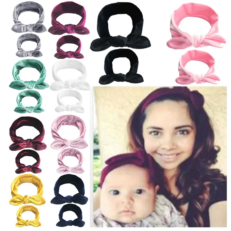 2PCS Mother Baby Daughter Kid Girl Toddler Bowknots Headband Hair Bands Parent-kid Headwear Turbans Faixa Bebe Hair Accessories