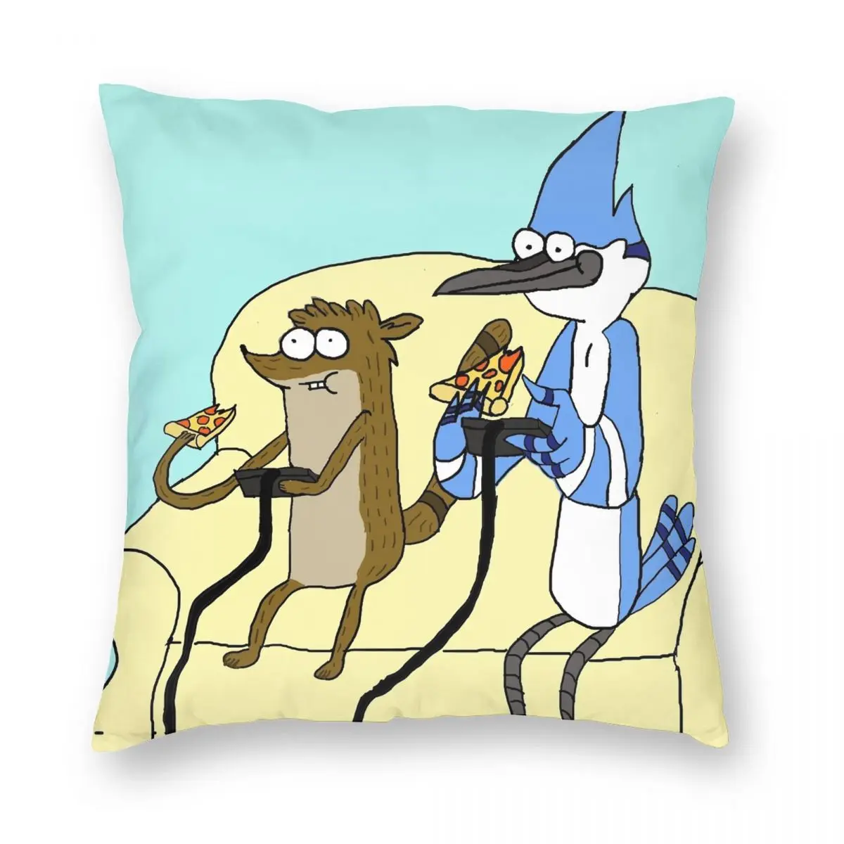 Rigby Mordecai Best Team Love Square Pillowcase Polyester Linen Velvet Creative Zip Decor Throw Pillow Case Room Cushion Cover