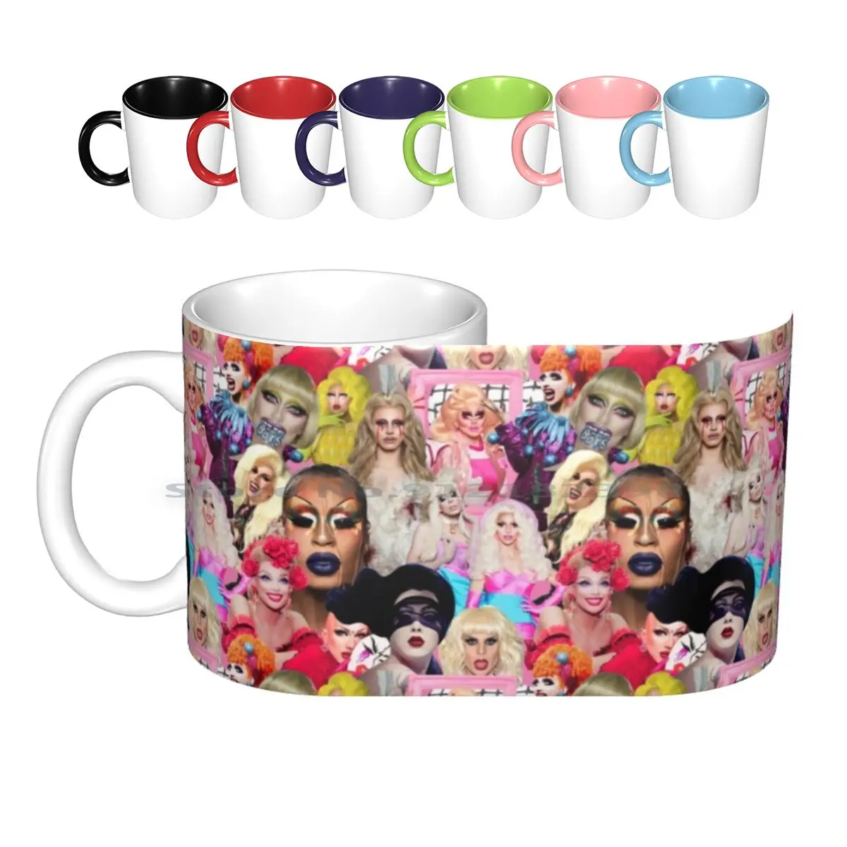 Rupaul Drag Race Collage Ceramic Mugs Coffee Cups Milk Tea Mug Big And Milk Sasha Velor Milk Bianca Del Alaska Aquaria Violet