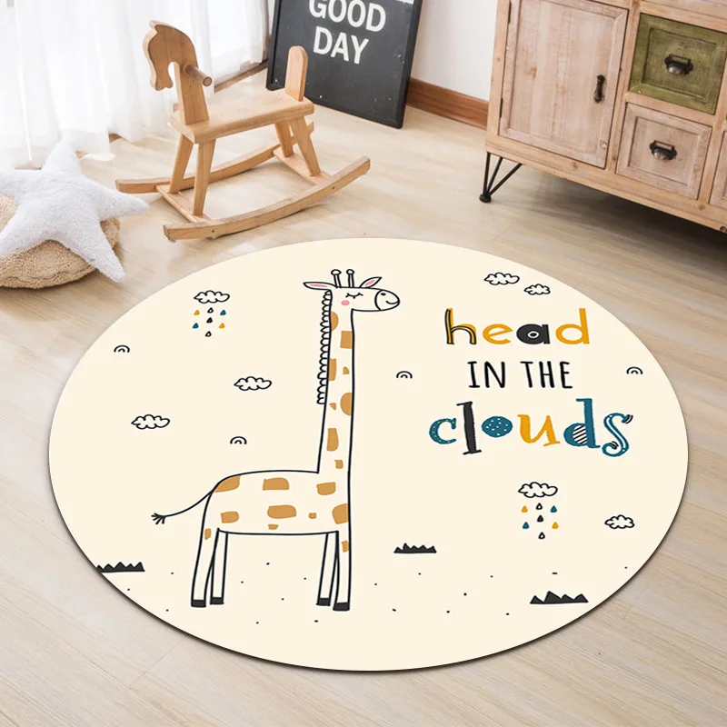 Alfombra redonda con dibujos de animales para bebé, alfombrilla para gatear, para habitación de niños, dormitorio, cabecera, suelo, almohadilla de juego, esterilla de Yoga para adultos