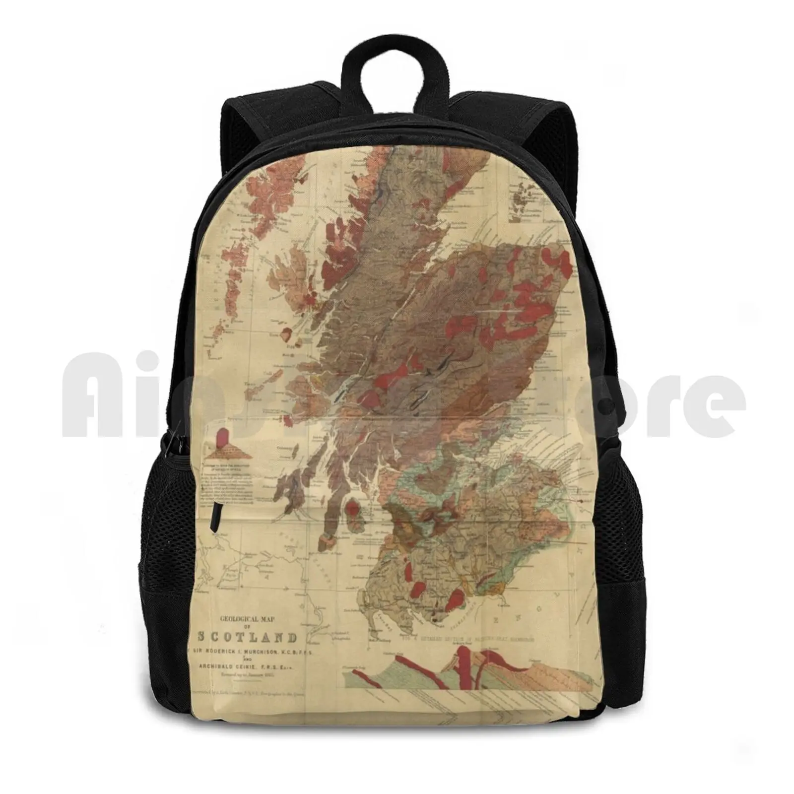 

Vintage Geological Map Of Scotland Outdoor Hiking Backpack Waterproof Camping Travel Scotland Map Geological Colour Vintage