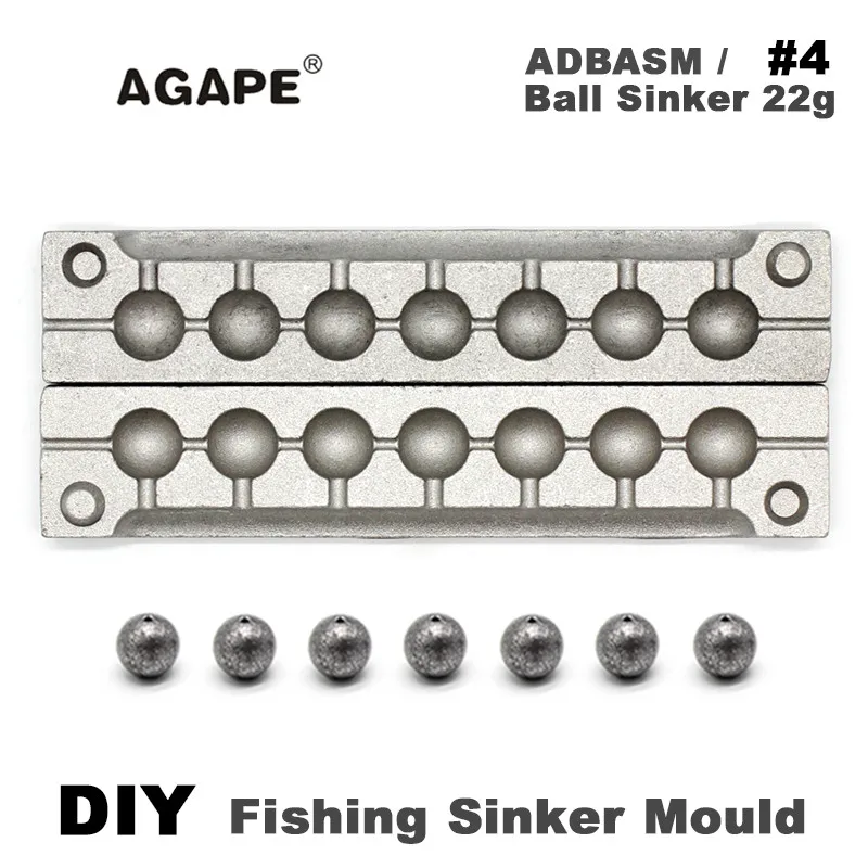 Agape DIY Fishing Ball Sinker Mould ADBASM/#4 Ball Sinker 22g 7 Cavities