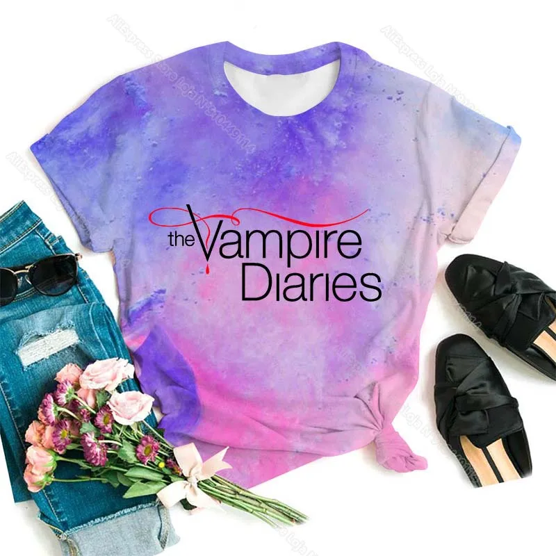 The Vampire Diaries Girls T Shirts Summer Women 3D Print Colorful T-shirts Unisex Tees Ladies Tops Female Short Sleeves Tshirt