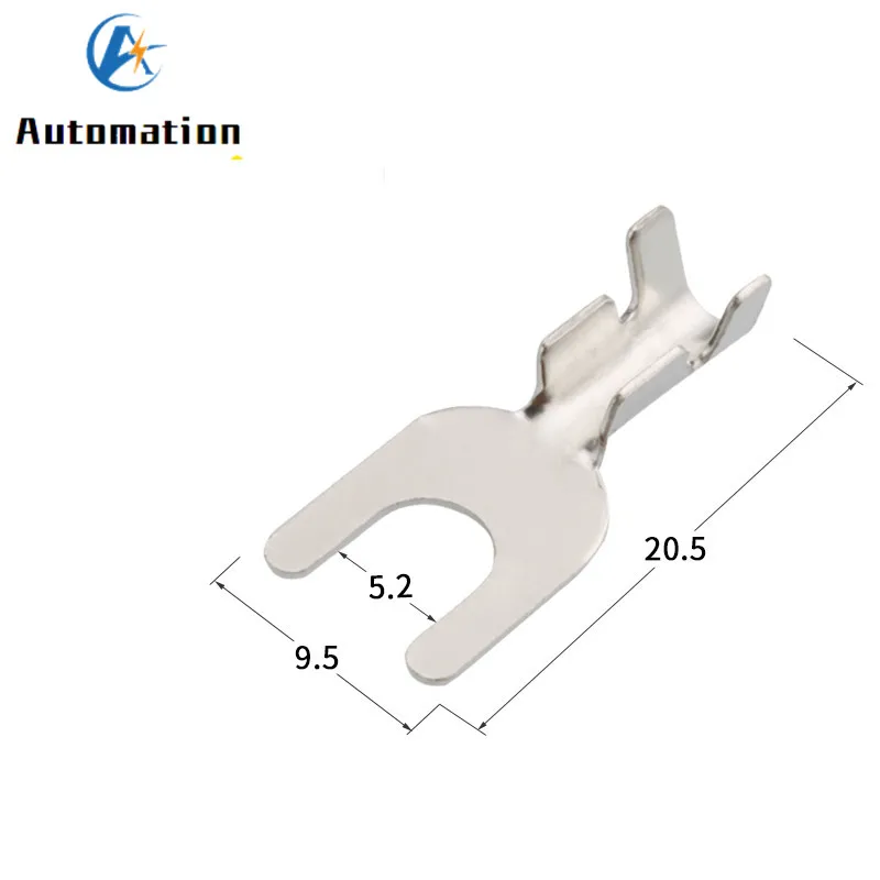 100pcs 4.2mm Fork Terminal Block Fork-shaped Bare cold-pressed Terminal U-shaped Y-shaped Lug Grounding Lug 3.2 4.2 5.2 6.2 8.2