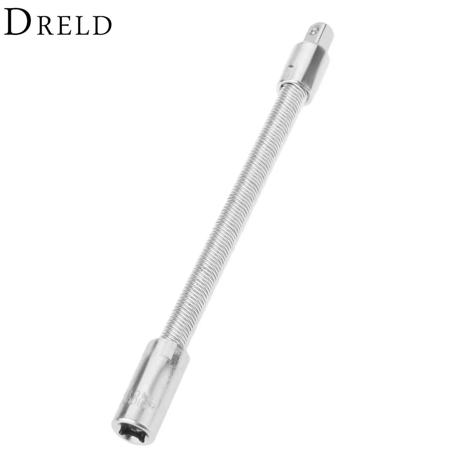 DRELD 1Pc 1/4 Inch 6.3MM Drive Socket Flexible Extension Bar 145mm Long Spring Flexi Socket Ratchet Mechanic Steel Shaft Tool