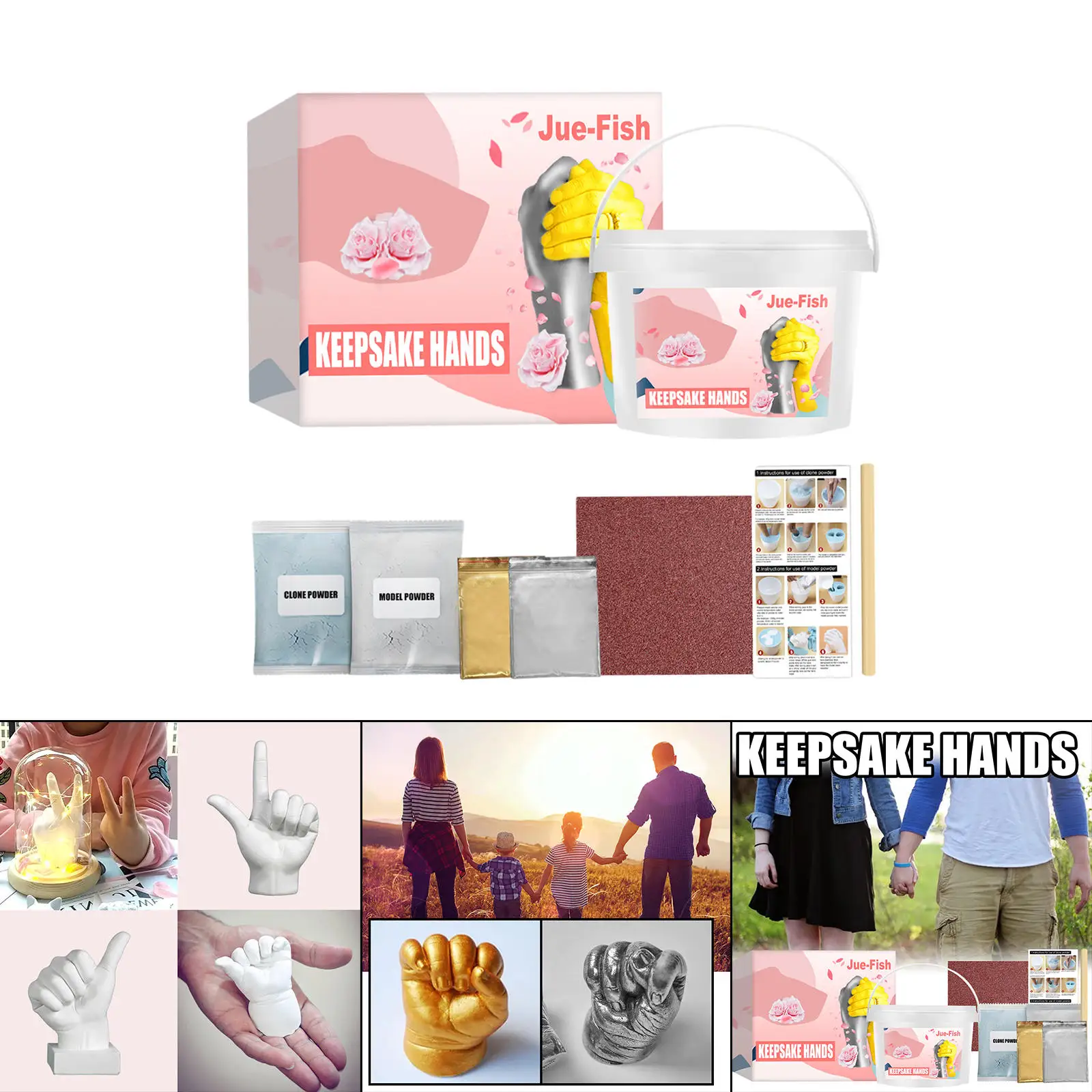 3D Hand Foot Print Mold, DIY Statue Molding, Baby Handprint Footprint Mold Birthday Keepsake Making Tools Kit