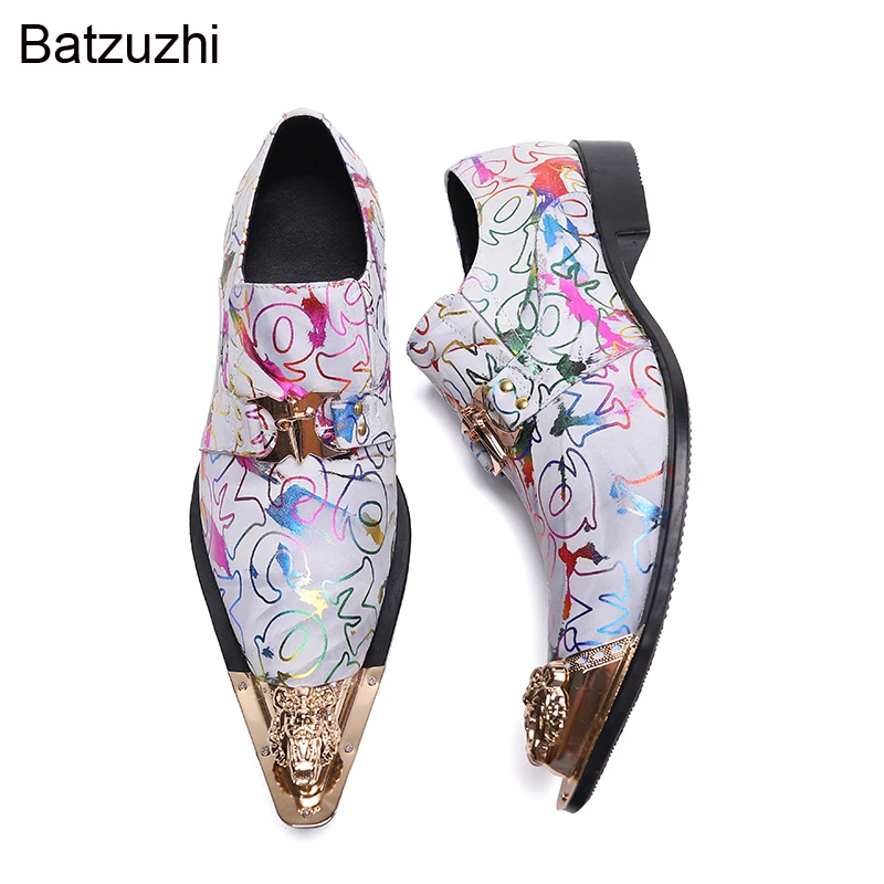 

Batzuzhi Italian Type Color Leather Dress Shoes Men for Business/Party and Wedding Zapatos Hombre Men's Shoes Pointed Iron Head