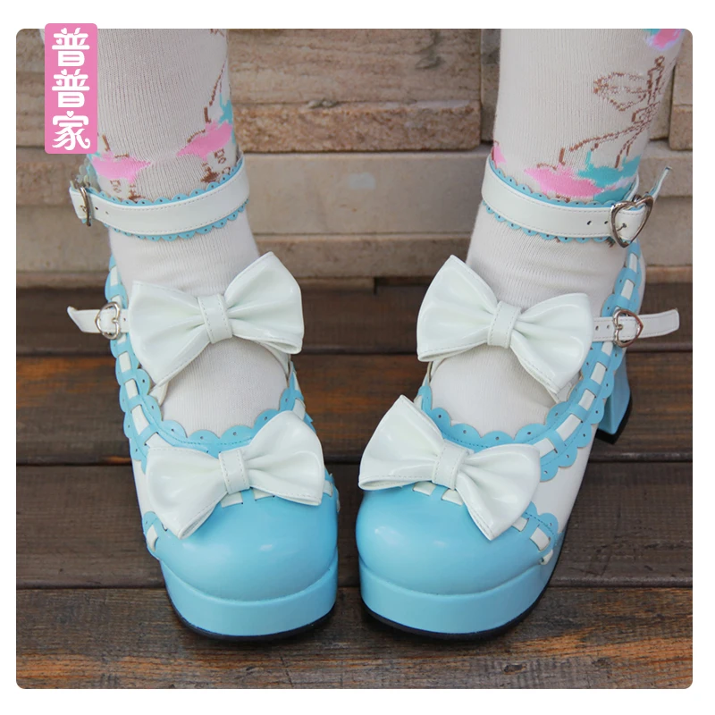 Chaussures Lolita avec boucle en dentelle à tête ronde pour fille, jolie robe, princesse, demoiselle, uniforme JK, Kawaii, Tea Party, haute aide