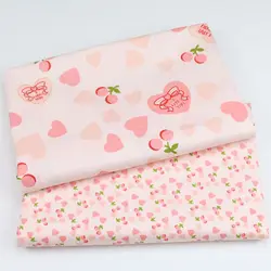 Pink Girl Dress Fabric Cartoon Heart Peach 100% Cotton Twill Textile For Sewing Clothes Dresses Accessories By Half Meter