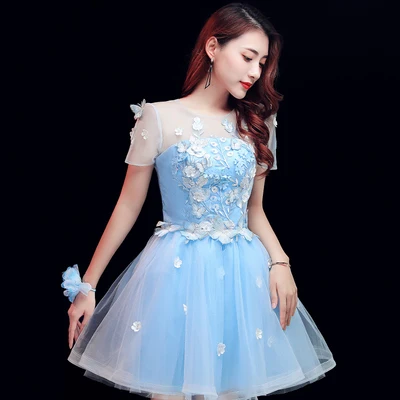 

Freeship light blue short sleeve butterfly tutu lovely short lolita dress stage performance/cartoon/carnival dress cosplay