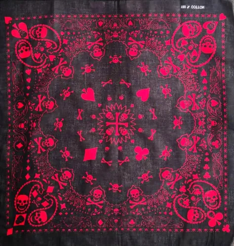 Imagen 2 del producto 55cm blanco negro rojo cráneo póker Bandana geométrica Unisex Harajuku Hip Hop diadema cuadrada motocicleta deportes envoltura para el cabello pulsera