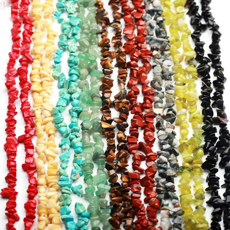 Natural Gravel Chips Stone Beads For Jewelry Making Strand 34 inch Tiger Eye Black Agates Red Carnelian Jades Jaspers Obsidian