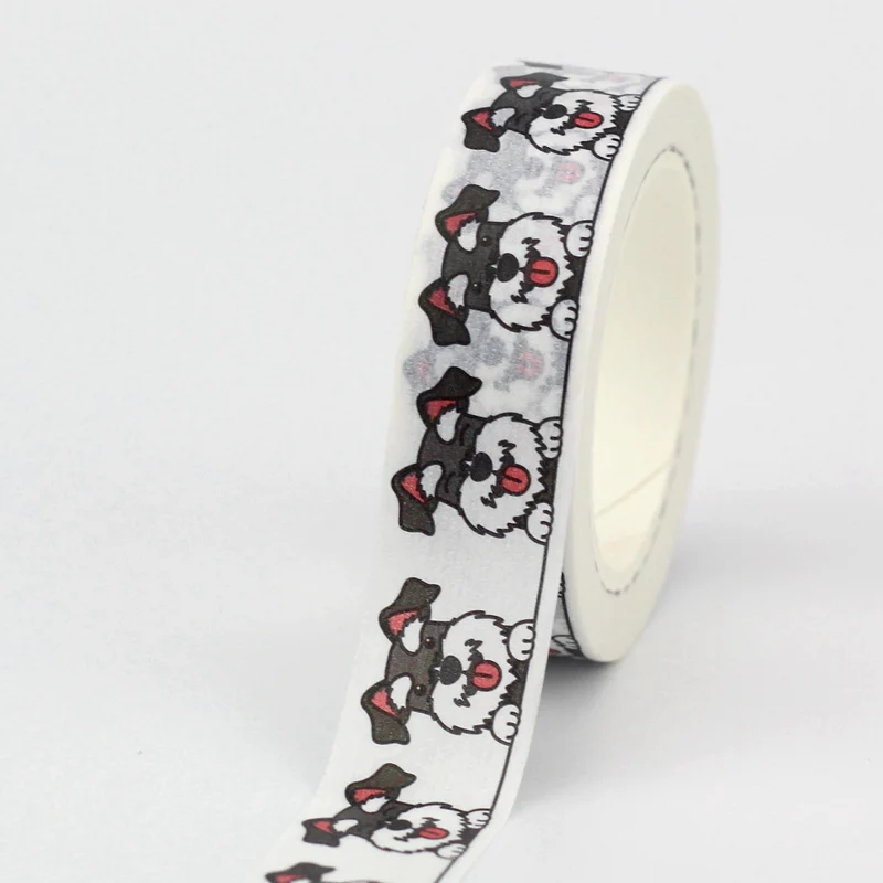 NEW 1PC. Decorative Cute miniature schnauzer dog Paper Washi Tape for Scrapbooking Adhesive Masking Tape Stationery