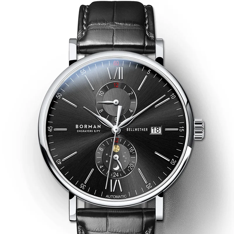 BORMAN Seagull Men's Automatic Mechanical Watch Luxury Switzerland Brand Sapphire Crystal Waterproof Multi-function Dial BM3903