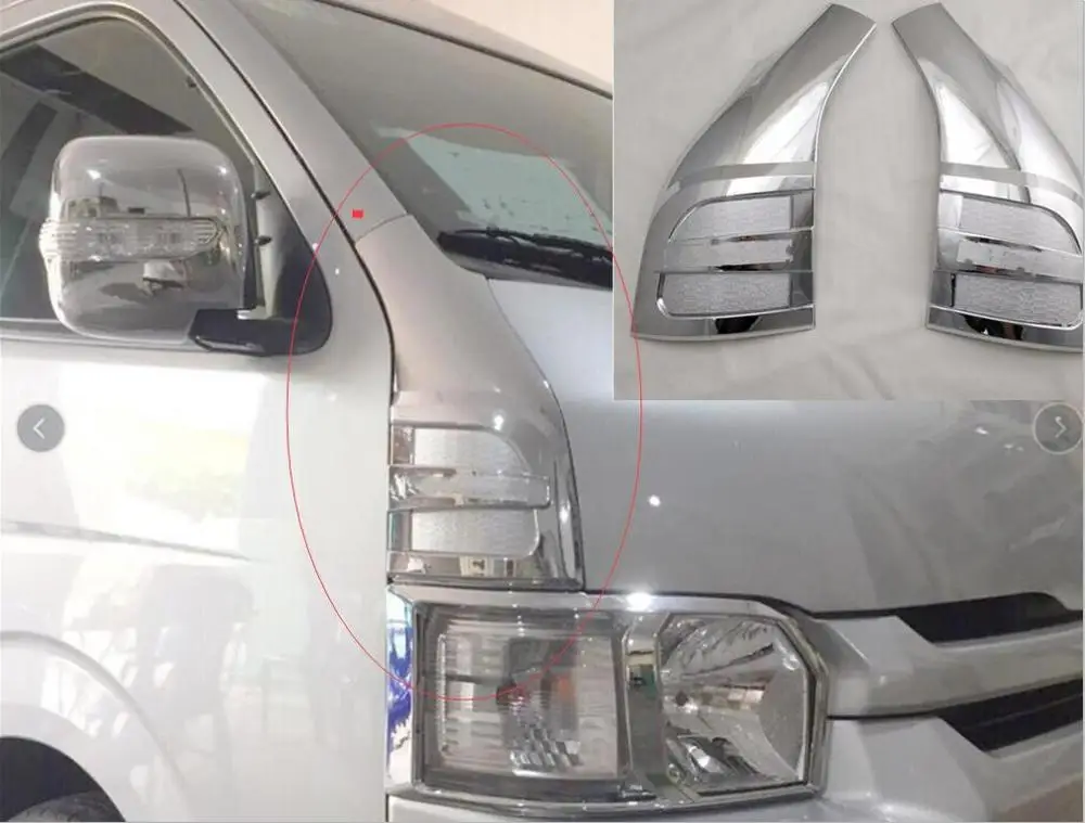 ABS Chrome Exterior Molding Trim Car FRONT CORNER COVER Accessories For Toyota Hiace 2008 2012 2016