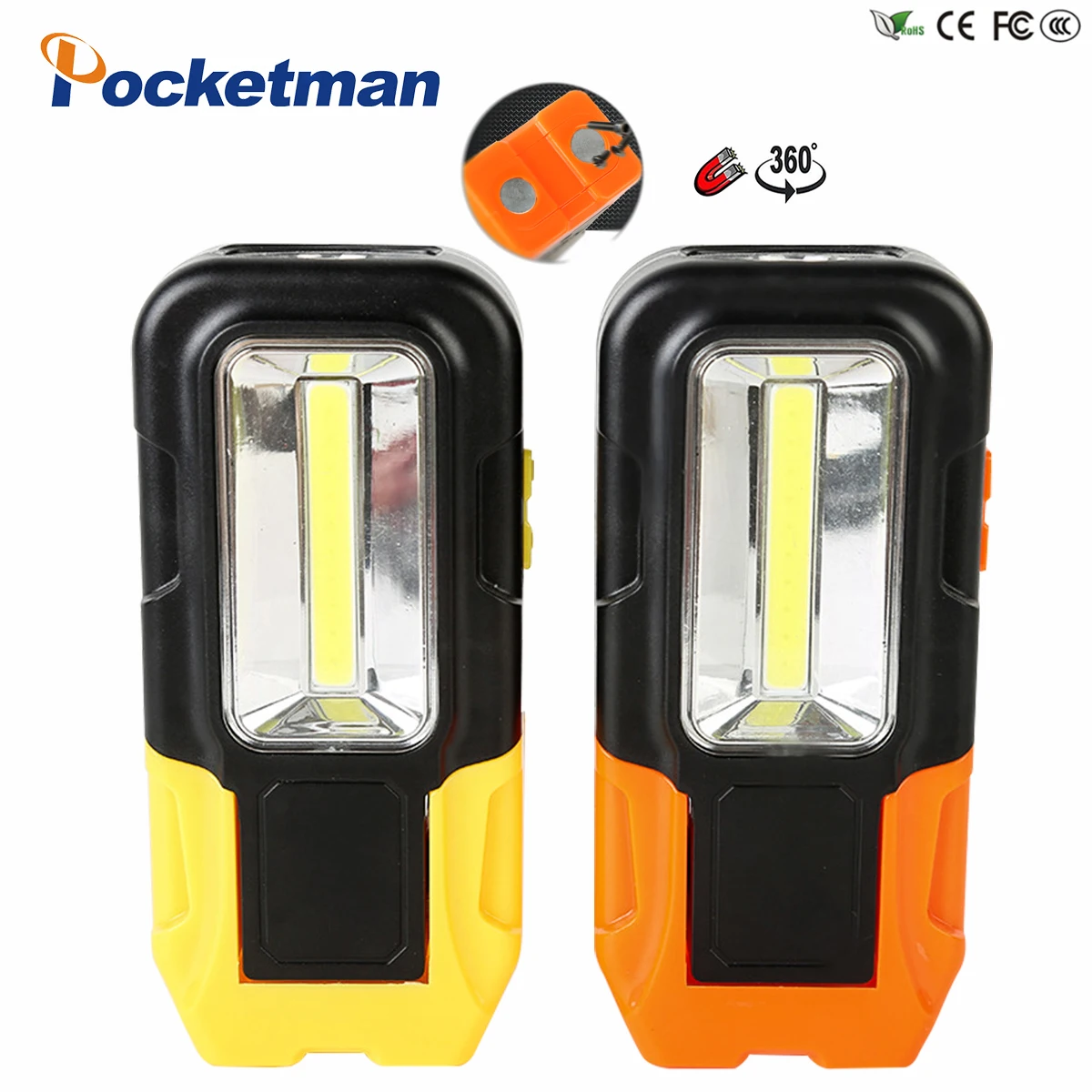 Linterna LED COB portátil con imán fuerte, 3 modos, funciona con batería, linterna lateral impermeable, MIni antorcha para acampar al aire libre