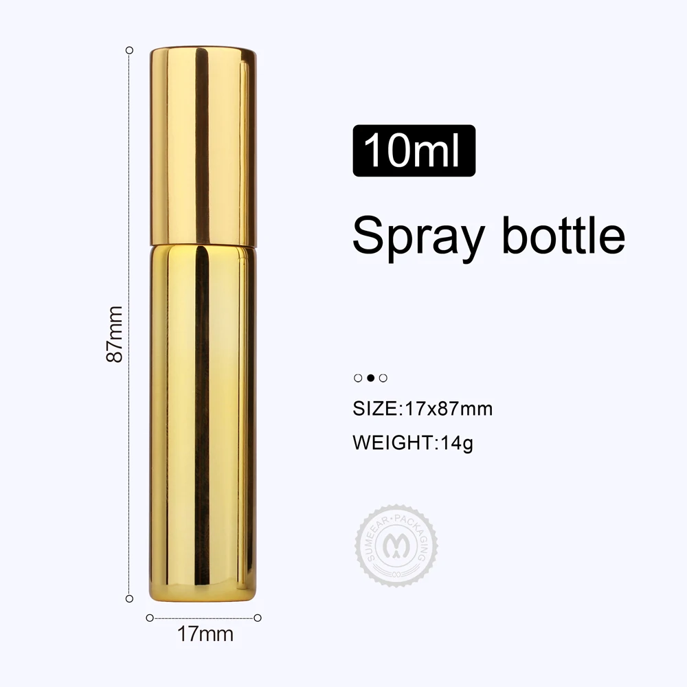 100Pieces/Lot 10ML Portable UV Glass Refillable Perfume Bottle With Aluminum Atomizer Spray Bottles Sample Empty Containers