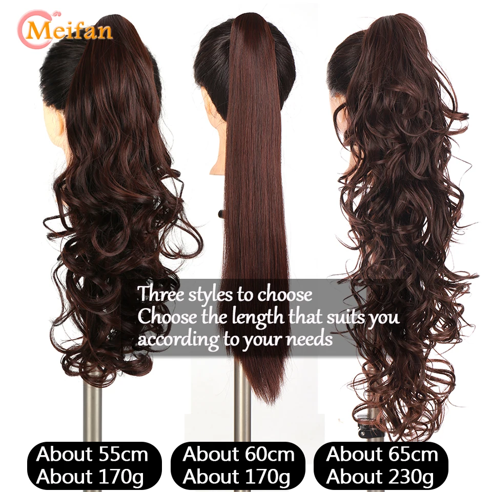 MEIFAN-extensiones de cabello ondulado sintético para mujer, postizo largo con Clip, cola de caballo, estilo garra, fiesta de Cosplay