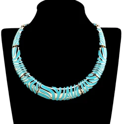 HAHA&TOTO Fashion Gold Plated Zebra-stripe Enamel Colorful Collar Necklace for Women Statement Choker Jewelry 5 Colors