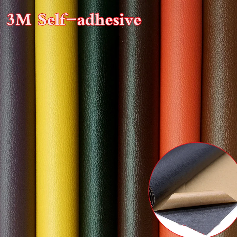 50x120cm Self Adhesion Litchi Faux Synthetic Leather Patches Big Multicolor PU Sofa Hole Repair Car Sticker Decoration