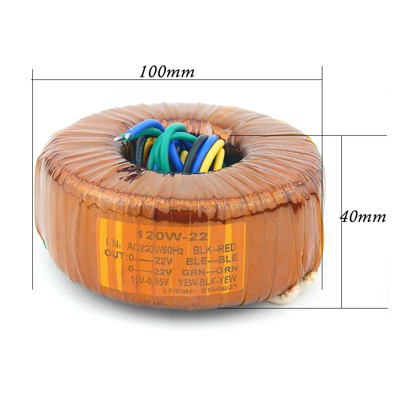 

120W Pure Copper Wire Circular Transformer Ring Power Transformer For Amplifier Dedicated Output 22V 15V