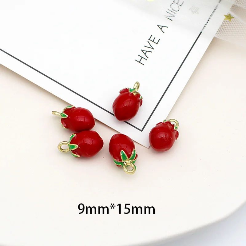 10pcs simulation three-dimensional creative fruit enamel pendant necklace earrings bracelet DIY charm handmade jewelry making