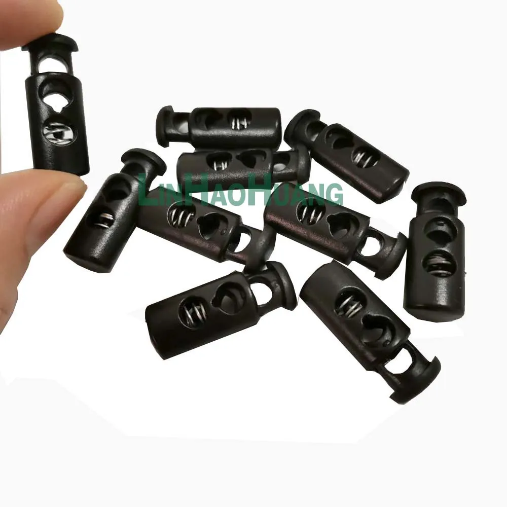 100pcs/lot  small 4.5mm Black color PLASTIC STOPPER/ CORD LOCK/ CORD END / BUCKLES/ BUTTON