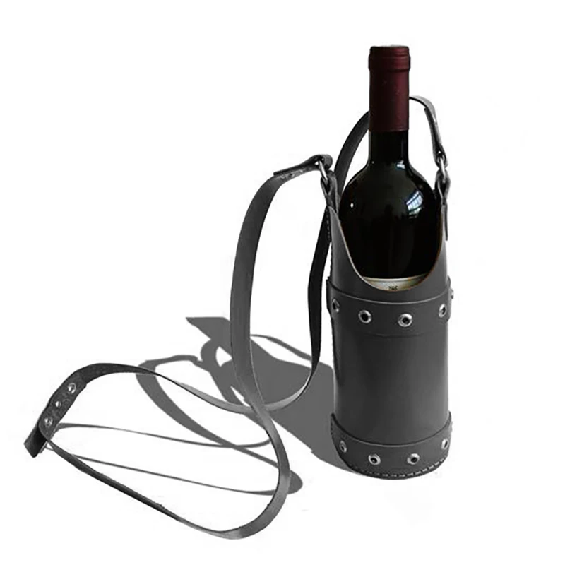 

Medieval Vintage Water Bottle Holder Wine Flask Carry Case With Shoulder Strap Steampunk Leather Drink Kettle Bag For Men Women