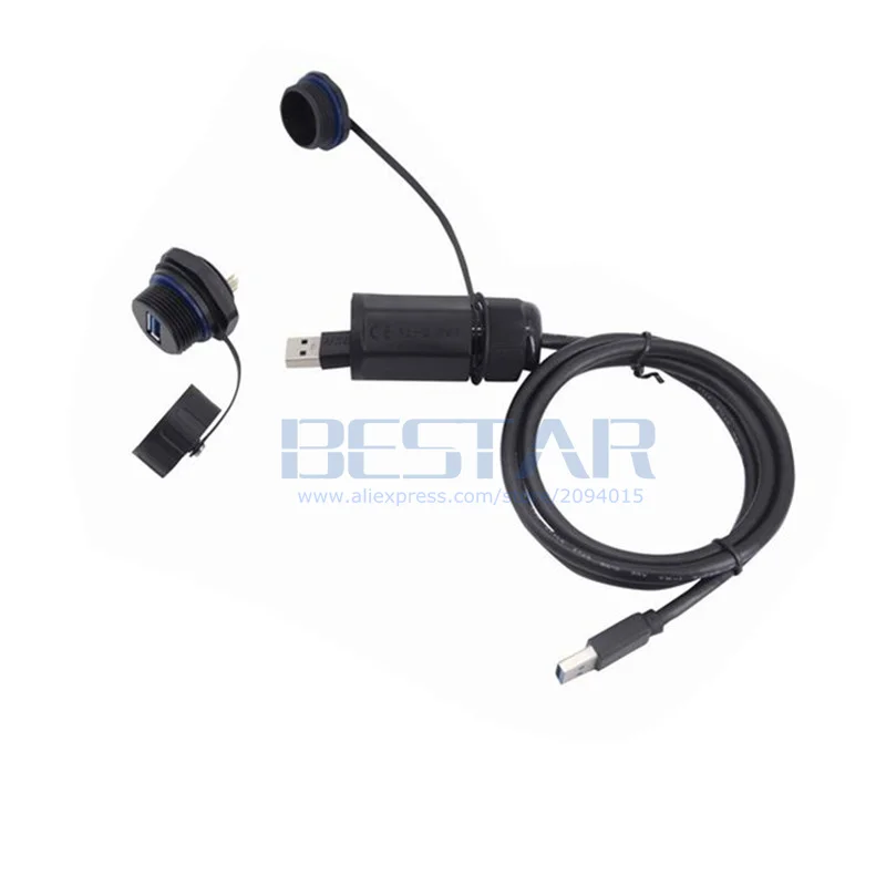10Pin M25 IP68 USB 3.0 نوع أنثى المقبس التوصيل مقاوم للماء تمديد كابل 1 متر/1.5 متر/3 متر مع غطاء مقاوم للغبار 3FT/5FT خيارات طول