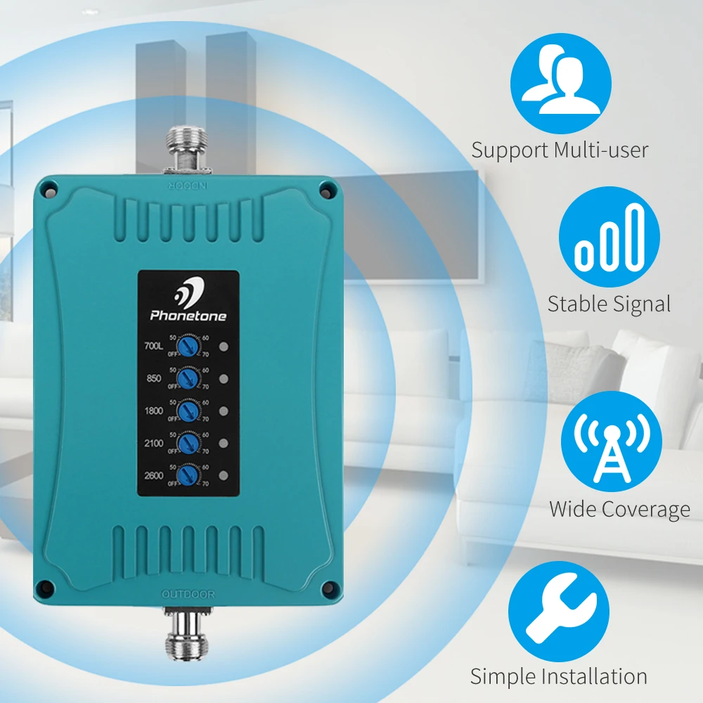 2G 3G 4G Lte Cell Phone Signal Booster 700/850/1800/2100/2600MHz Multi Band Repeater Amplifier for Home