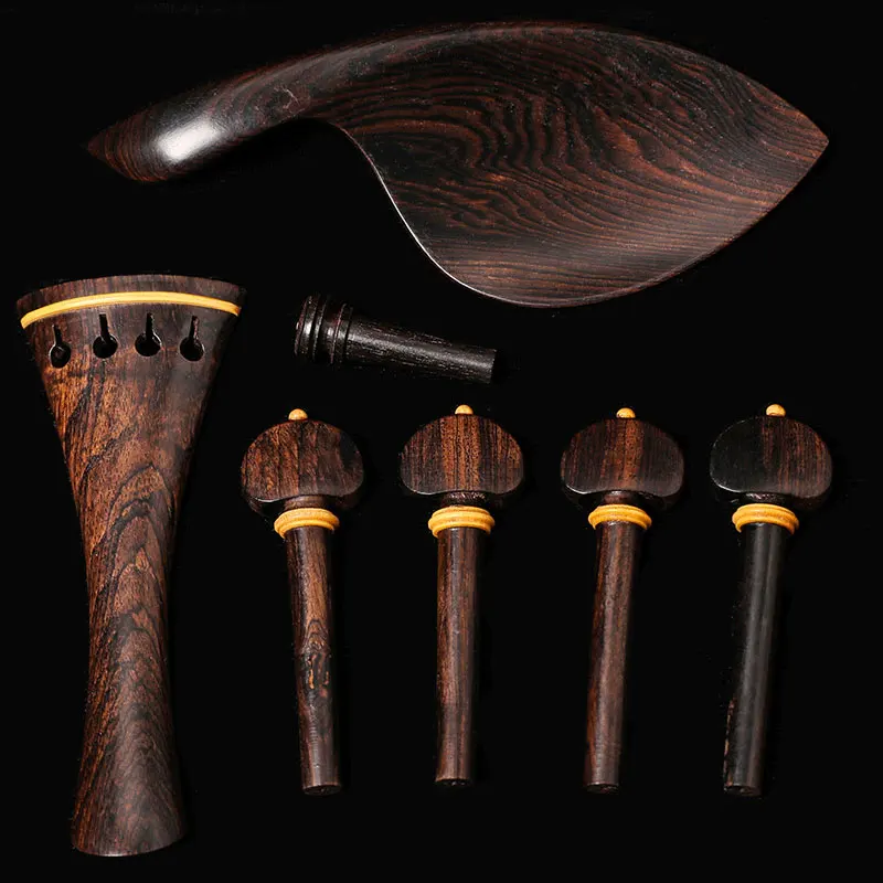 Ebony Wood Violin Pegs Chin Rest End Pin Tuner Tailpiece Set  4/4 Violin Parts  Very precious