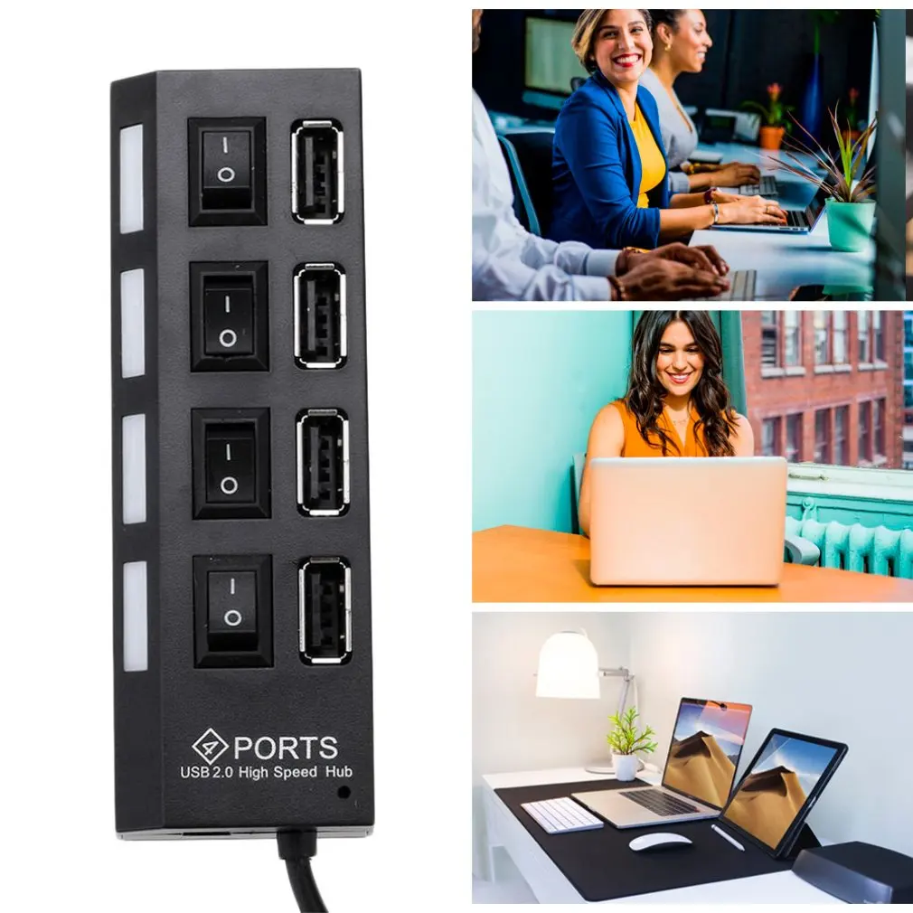 Cubo externo de alta velocidade da expansão de 4 portas usb 2.0 multi em fora para o interruptor