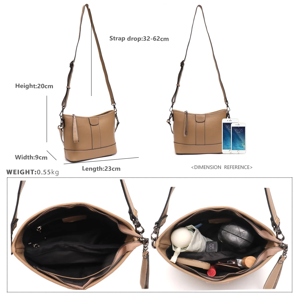 SC Women Fashion Genuine Leather Hobo Brand Design Underarm Bags Female Daily Cowhide Shoulder Handbags Bucket Crossbody Purses