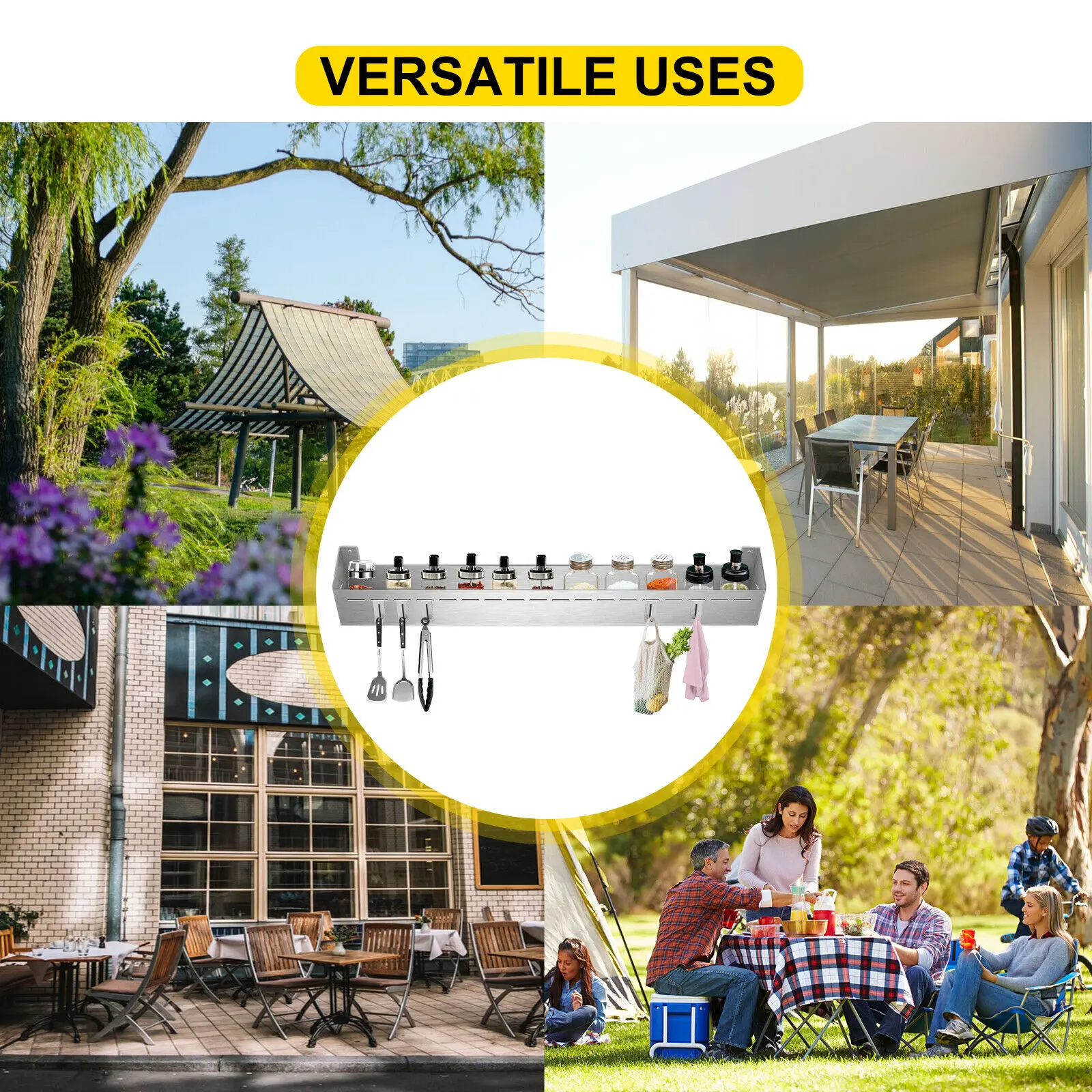 VEVOR 28 Inch Trước Khay Vỉ Nướng Inox Sáng Bóng Dễ Dàng Lắp Đặt Sạch Bền Tinh Tế Ruộng Bậc Thang Sân Ngoài Trời