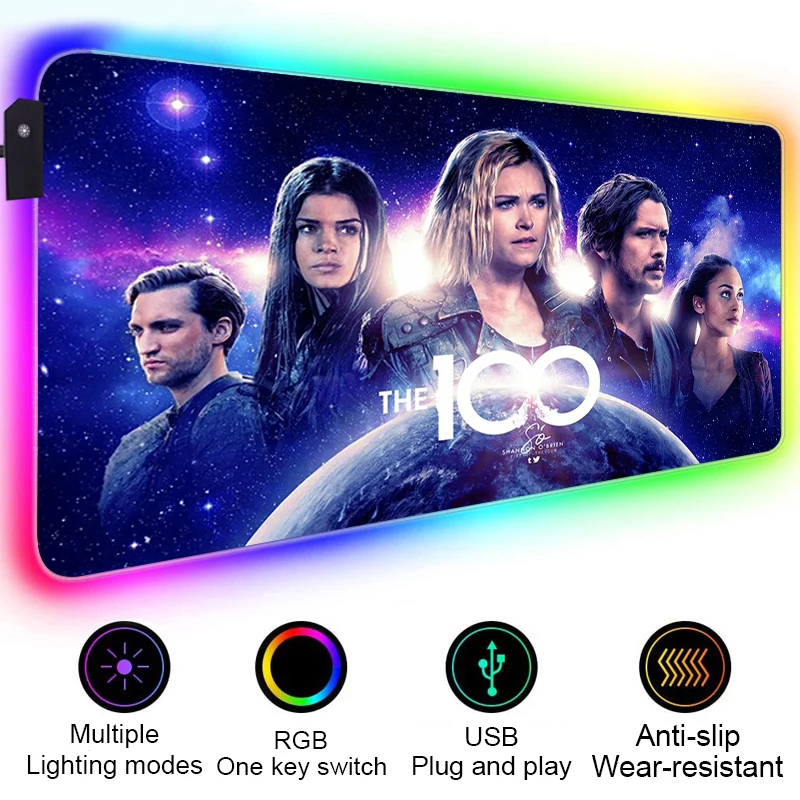 

Heda Lexa The 100 Gaming Mousepad RGB Anime Pad Large Gamer Mouse Pad Rubber LED Computer Desk Mat Keyboard Mat With Backlight