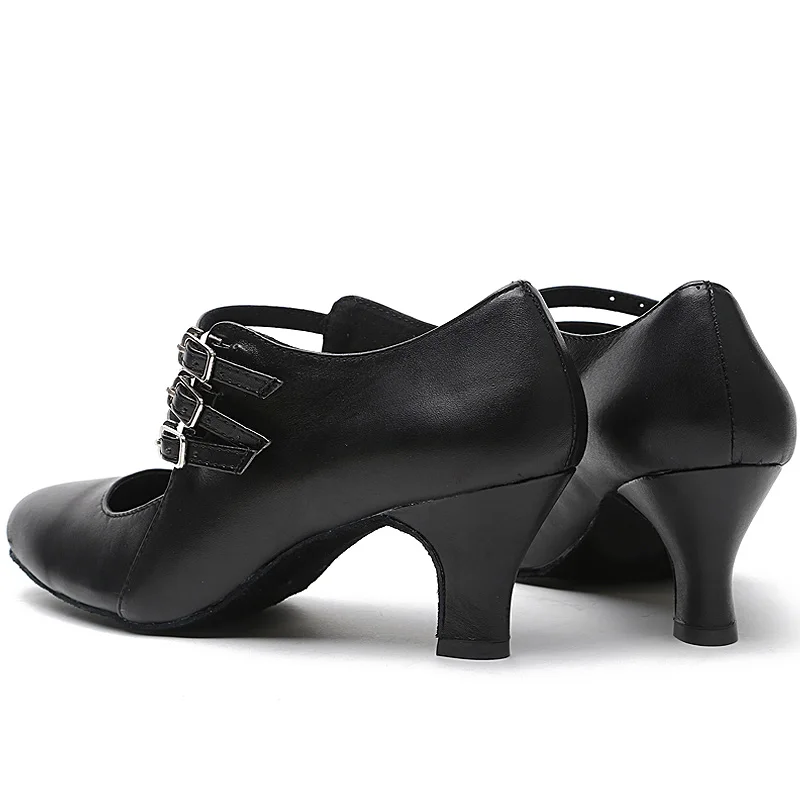 Jufancy Sapatos de Dança Latina para Mulheres, Saltos Altos para Salão de Baile, Jazz Dance, Salsa, Preto, Salto Baixo