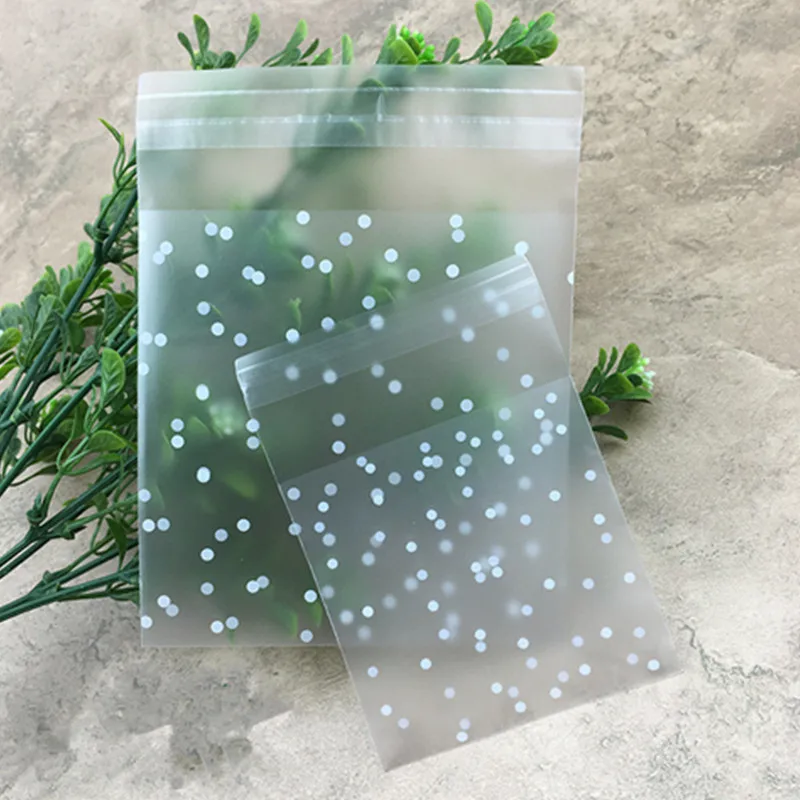 100 teile/los Transluzenten Punkte Kunststoff Cookie Verpackung Taschen Cupcake Wrapper Selbst Klebe Taschen Geburtstag Party Hochzeit Dekorationen – Detail 3