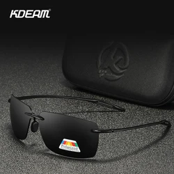 KDEAM Rimless Rectangle Men's Sunglasses Polarized Ultra-light TR90 Material Glasses Frame UV400 Sport Sunglass