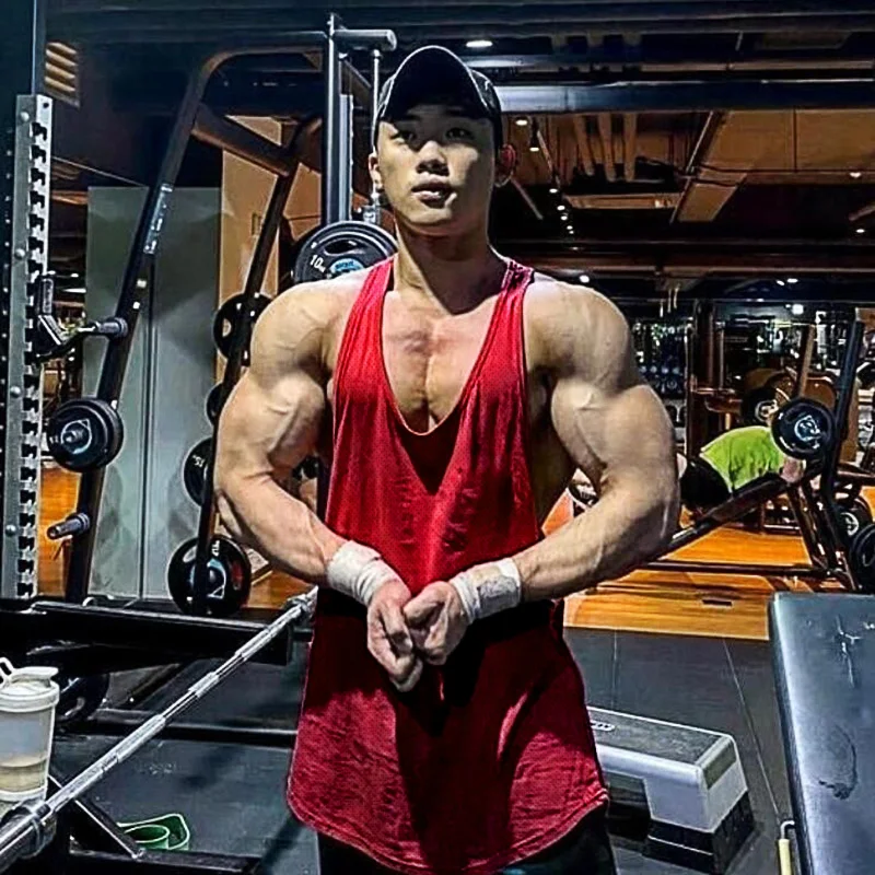 New Brand Muscle Vest Bodybuilding Tank Top Men Summer Fitness Mens Singlets Cut Off Gym Clothing Solid Mesh Sleeveless Shirt