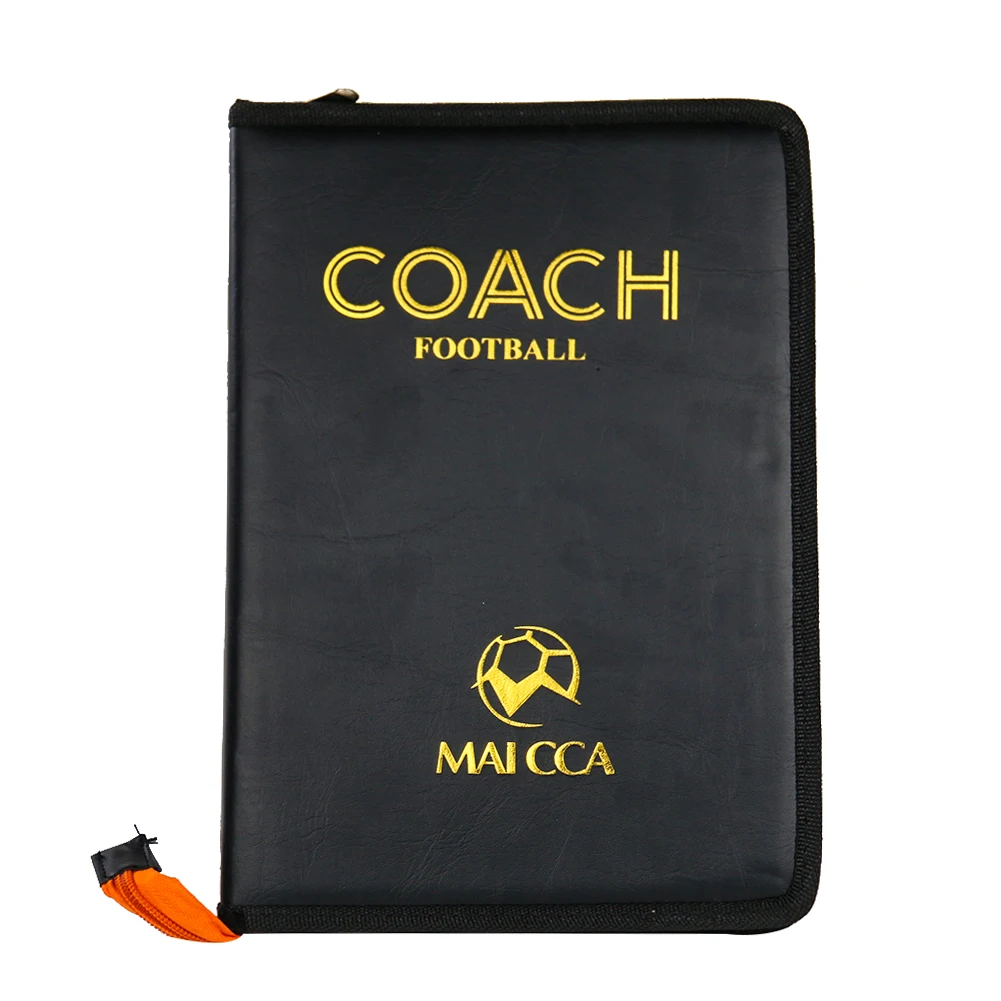 Tablero táctico de fútbol con cremallera, portapapeles Plegable, portátil, equipo de asistencia de entrenamiento, tablero de enseñanza de cuero