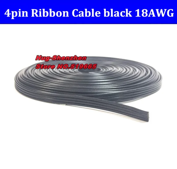 High Quality 4-pin 4pin all BLACK 18AWG Ribbon cable for DIY video card power cable modular power Supply Cable