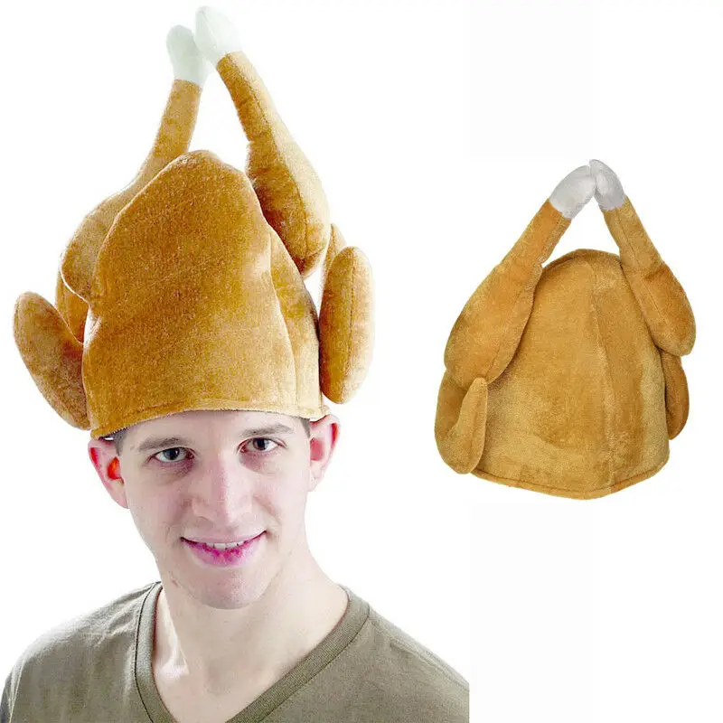 Turkey Thanksgiving Hat Novelty Cooked Chicken Bird Secret Santa Fancy Dress Funny Adults Hat Festival Costume Caps New Arrivals