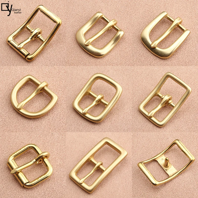 Solid Brass Metal Belt Buckle 20mm Belt Buckle For Women Stainless Steel Single Pin Belt Half Buckle DIY Leather Craft Buckle