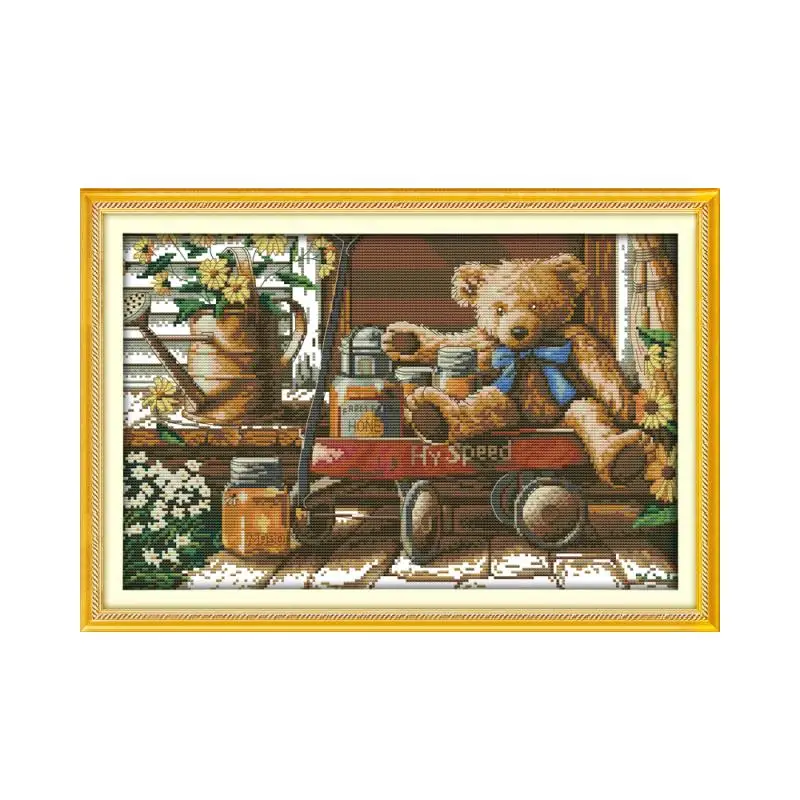 Honey Bear cross stitch kit 14ct 11ct count print canvas stitching embroidery DIY handmade needlework