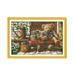 Honey Bear cross stitch kit 14ct 11ct count print canvas stitching embroidery DIY handmade needlework